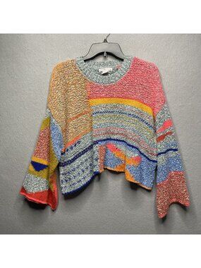 Sincerely Jules Blogger Favorite Wool Blend Patchwork Style Crop Sweater L